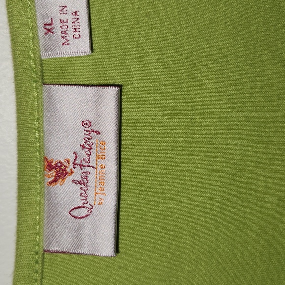 Chartreuse Lime Sequin Butterfly Top - Quacker Factory Jeanne Bice Size XL Y2k - Picture 3 of 5